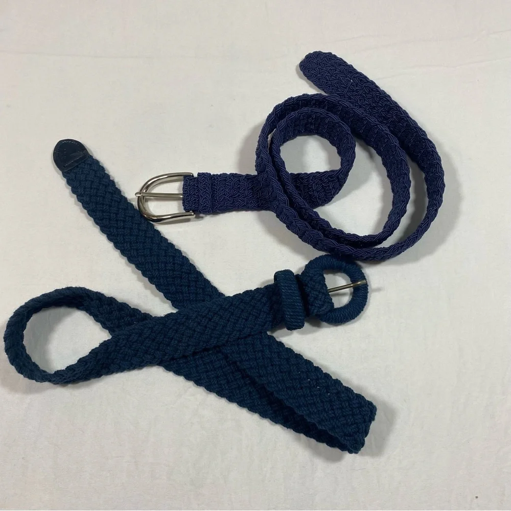 Liz Claiborne Navy Braided Belt Set of 2 Navy Belts Large unisex Belts